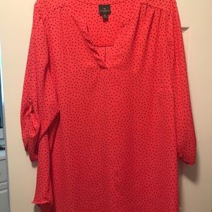 Coral/Salmon Polka Dot Top